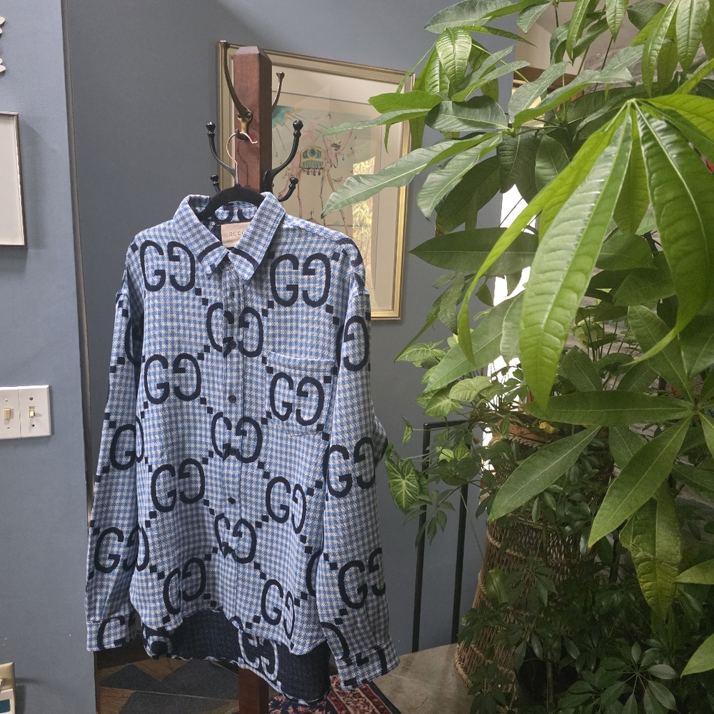Made In Italy Gucci Jumbo GG checked 100% wool shirt - Picture 5 of 16